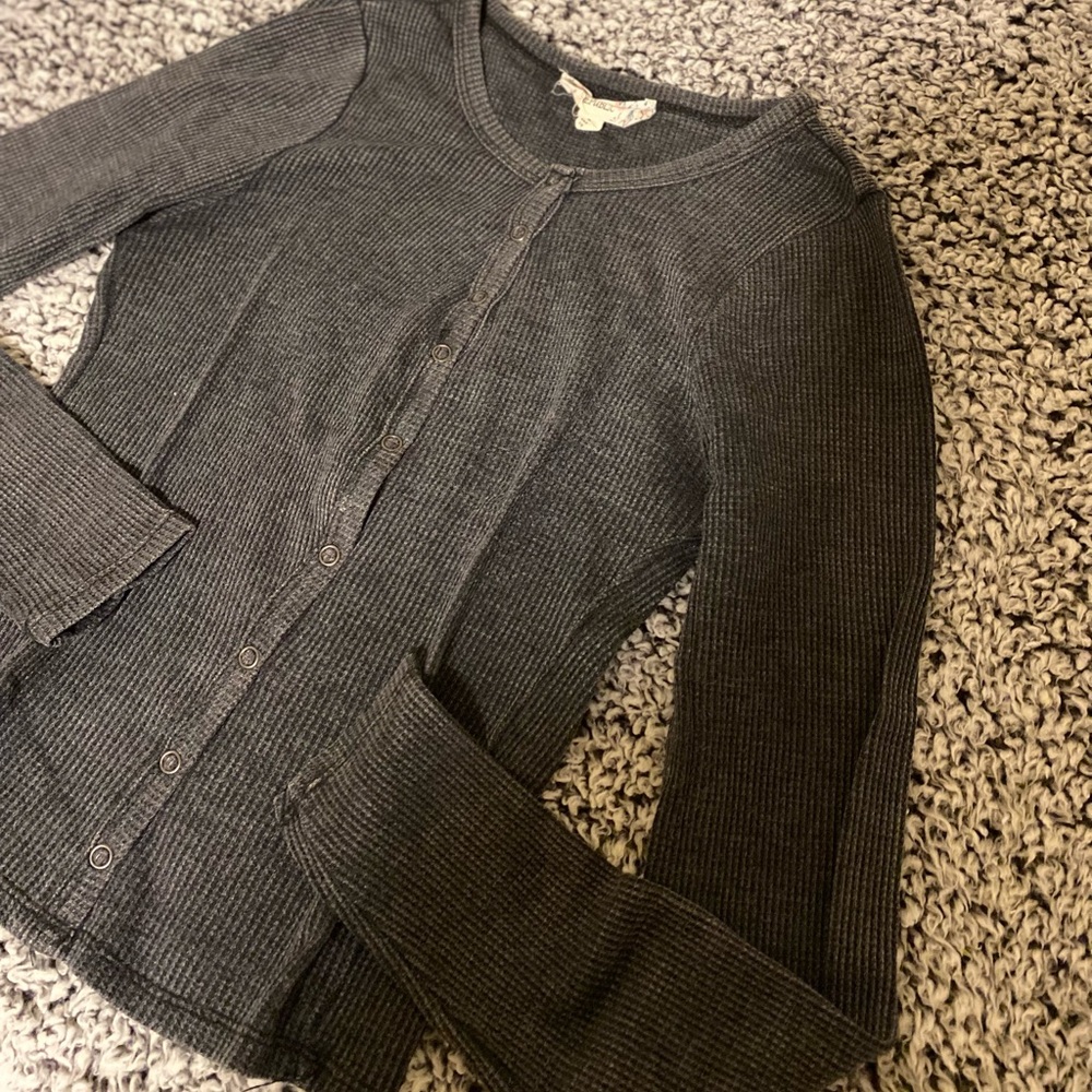 Pink Republic Thermal shirt in washed grey